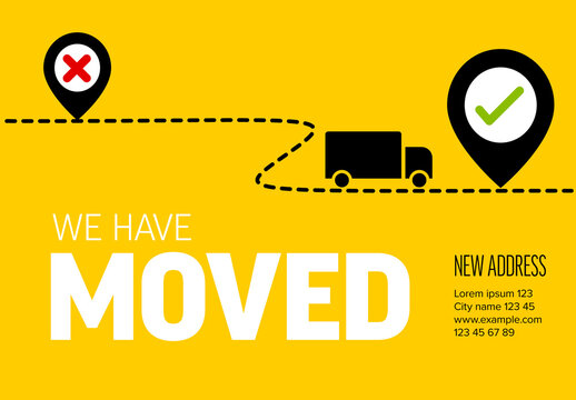We Have Moved Minimalistic Flyer Layout with Address Pins