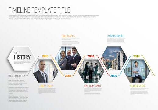Hexagon Photo Placeholders Timeline Layout