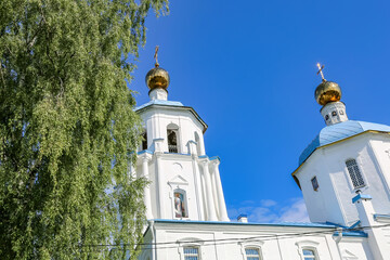 Obraz premium Exterior of the Orthodox Spassky Temple in Solnechnogorsk. Monument of history and culture of federal significance. Moscow Region, Russia