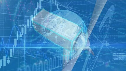 Animation of binary coding and data processing over wind turbine - Powered by Adobe