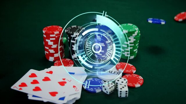 Animation of scope scanning with playing chips and cards
