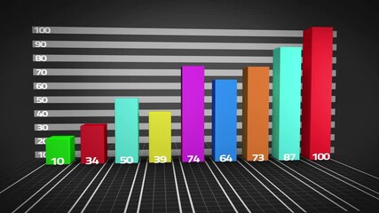 Digital animation of statistical data processing against black background - Powered by Adobe