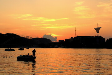 boat anchor against sunset