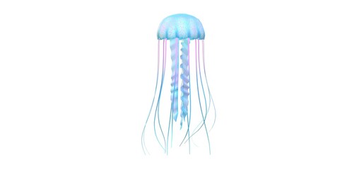 3d blue jellyfish on a white background © Karen