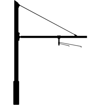 recommend clip art: Catenary mast or Contact line mast for overhead line pantographs such as Electric e-truck Lorry, LKW and trams. Detailed realistic silhouette