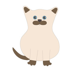 Siamese kitten in the doodling style on a white background for use in web design or clipart