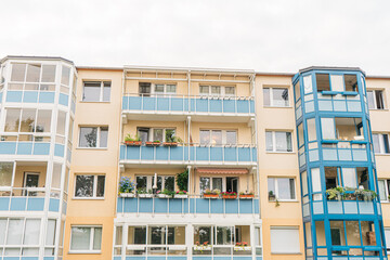 apartments with colorful steel balcony