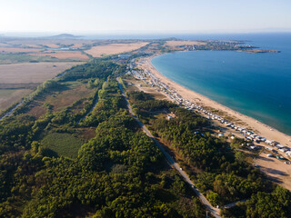 Fototapeta na wymiar Aerial view of Gradina (Garden) Beach near town of Sozopol, Bulgaria