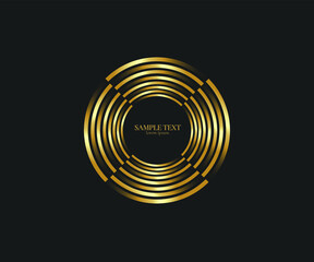 Abstract golden lines in circle form, Design element, Geometric shape with luxury style, Striped border frame for image, Technology round Logo, Spiral Vector Illustration