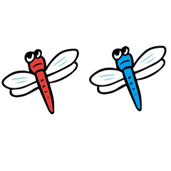 赤と青のとんぼのイラスト