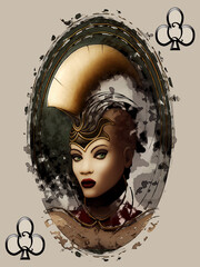 Queen of Clubs, illustration, playing card