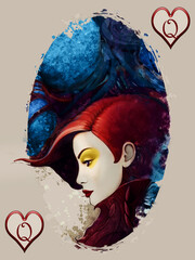 Queen of Hearts, illustration, playing card
