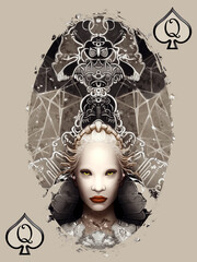 Queen of Spades, illustration, playing card