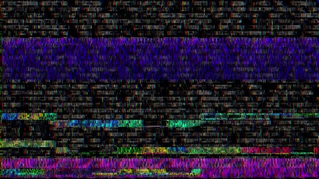 screen coding hacker concept animation with glitch. Programming code typing error Loop Background. Big data Internet cyber attack. Programming code abstract. Blockchain concept, computer digital code