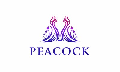 Peacock logo and icon design vector.