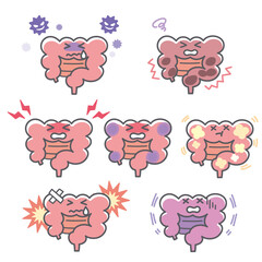 人間の腸のダメージに関する表情セット