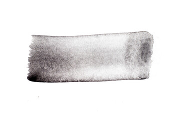 Black color watercolor handdrawing as square line brush on white paper background