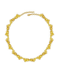 Jewelry design nature leaf set with diamond gold necklace. Hand drawing and painting on paper.