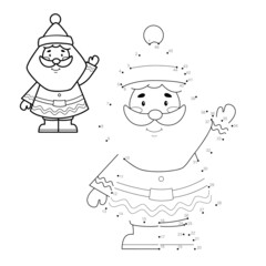 Dot to dot Christmas puzzle for children. Connect dots game. Santa claus