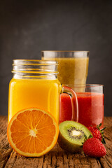 Fototapeta na wymiar Variety of fruit juices. Fruit smoothies.