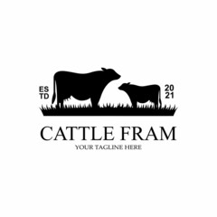 Premium quality Grass Cow Angus Farm Castle Logo Icon Vector