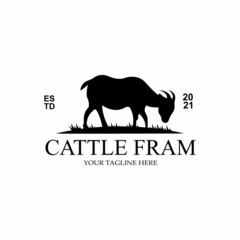 Obraz premium Premium quality Grass Cow Angus Farm Castle Logo Icon Vector
