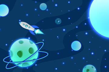 Naklejka premium Blue planet background vector meteor asteroid dark galaxy sky space stars at night