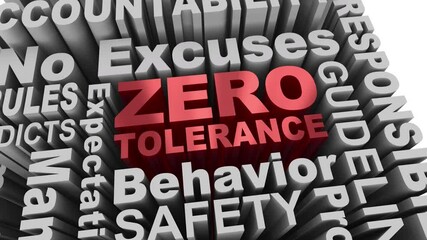 Zero Tolerance Policy Rules Guidelines No Excuses Words 3d Animation