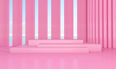  Podium and wall scene abstract background. 3D illustration, 3D rendering
