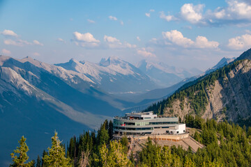 The upscale restaurant Sky Bistro sits at the upper end of the Sulphur Mountain Gondola on top of...