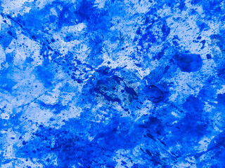 Fototapeta na wymiar Navy Abstract Summer. Cobalt Watercolor Poster. Azure Grunge Ink. Blue Texture Paper. Paint Pattern. Design Poster. Art Artwork. Splash Decoration.