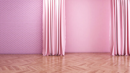 Empty room with Wall Background. 3D illustration, 3D rendering	
