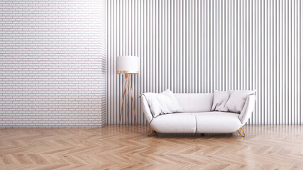 Living room with Wall Background. 3D illustration, 3D rendering