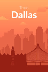 Dallas, USA famous city scape view background.