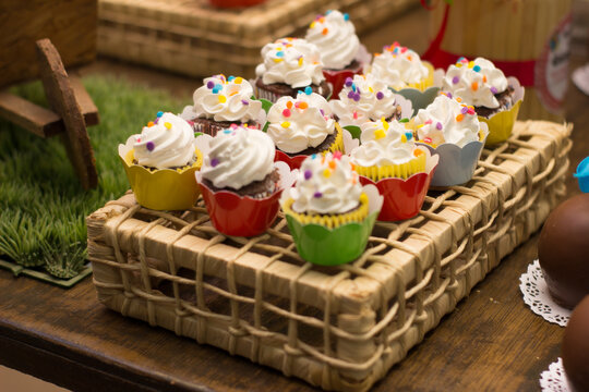 delicious colorful kids birthday candies on a table