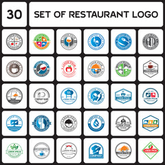 a set of restaurant logo , a set of food logo