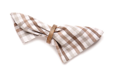 Clean napkin with ring on white background