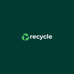 leaves circular recycle sign symbol logo design