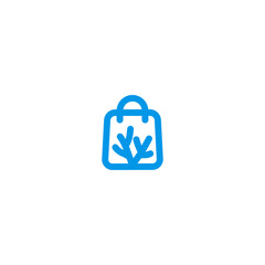 shopping bag with coral symbol logo design
