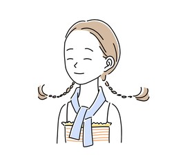 首元を冷やして熱中症対策をする女性