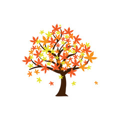 Autumn tree icon design template vector isolated illustration