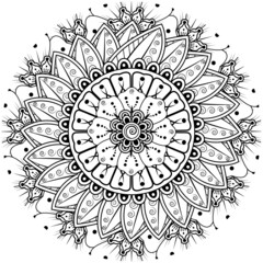 Mehndi flower for henna, mehndi, tattoo, decoration. decorative ornament in ethnic oriental style. doodle ornament. coloring book page.