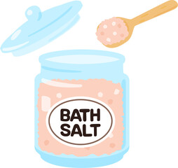 ガラスジャーに入ったピンクのバスソルト