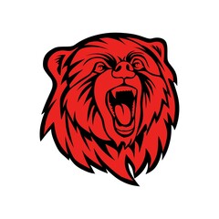 Red bear for illustration background and icon