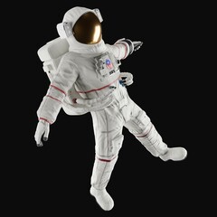 astronaut posing like space parson in-universe 3d render   with black background