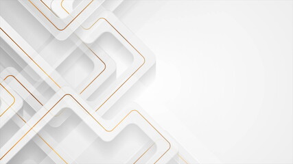 White geometric background with abstract golden lines