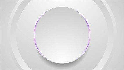 Grey circle with violet light abstract tech background