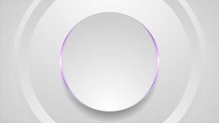 Grey circle with violet light abstract tech background