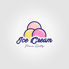 Gelato Ice Cream Logo Icon Vintage Vector Illustration Design