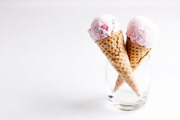 Ice cream scoops in cones